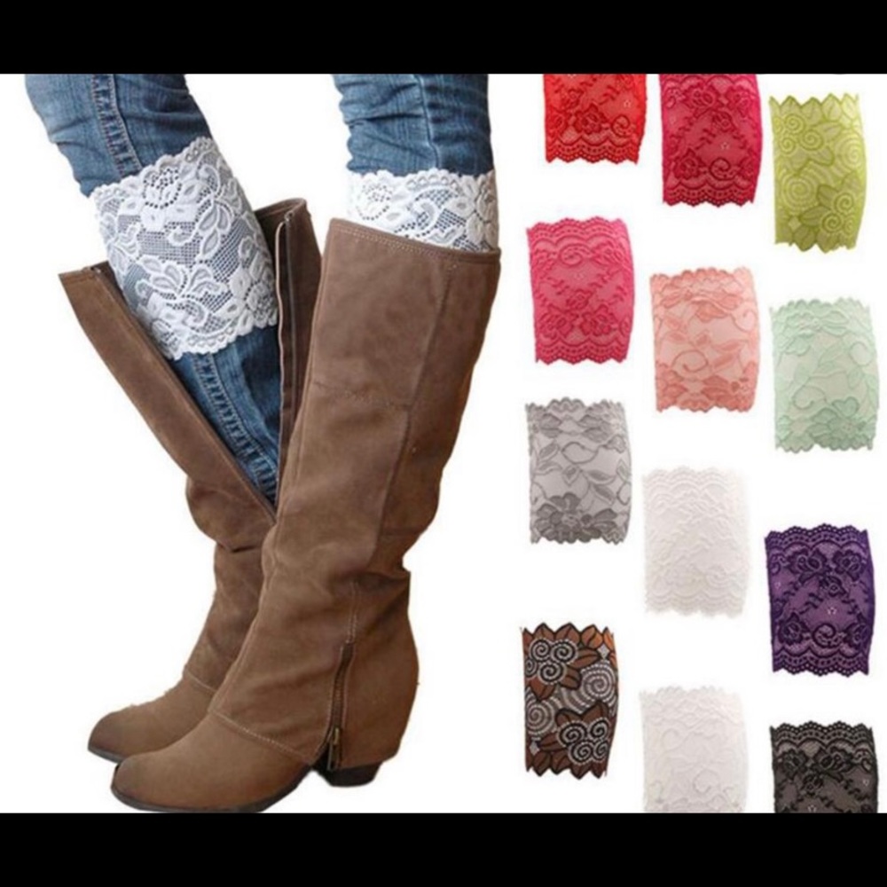 Stretch lace boot cuffs leg warmer